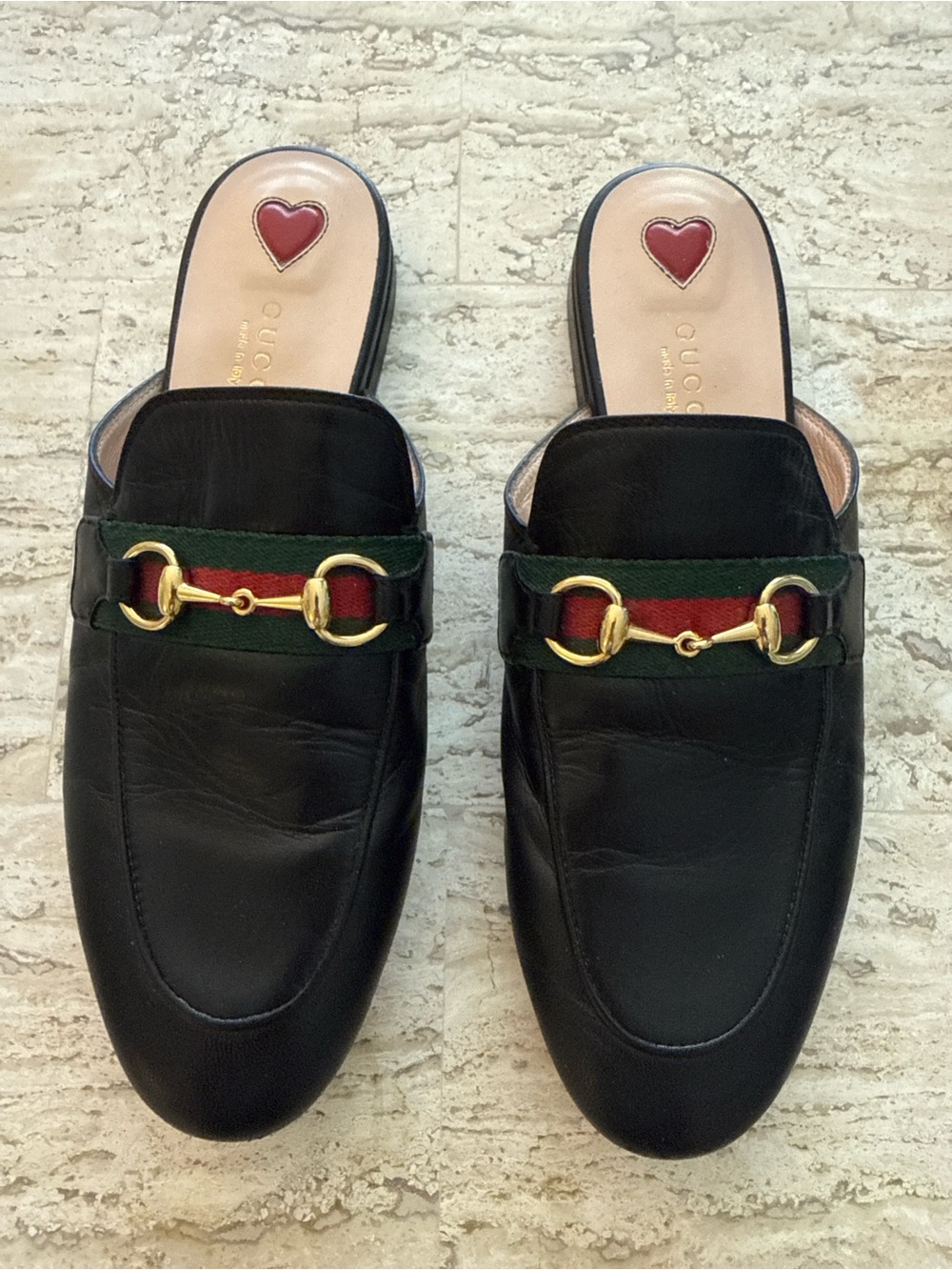 Gucci Princetown Web Stripe Horsebit Mule